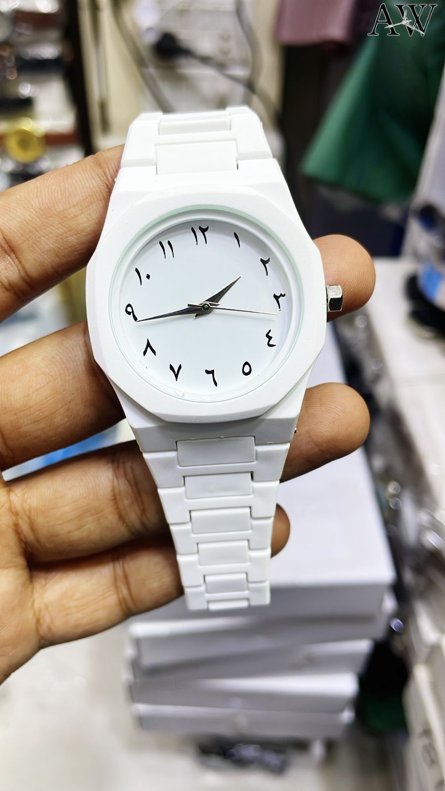 🤍 White Arabic Aura Watch – Pure Elegance with a Cultural Touch