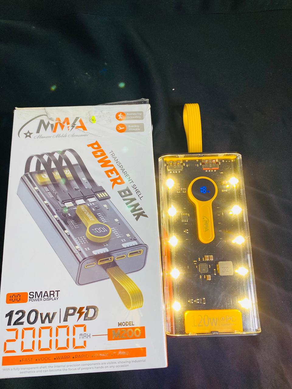 Transparent Shell Power Bank M200 – 20000mAh 120W PD Fast Charging