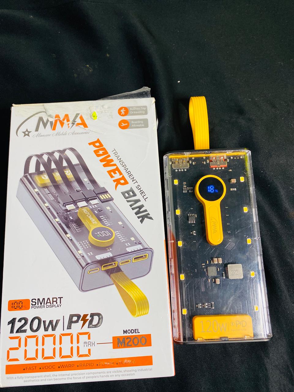 Transparent Shell Power Bank M200 – 20000mAh 120W PD Fast Charging