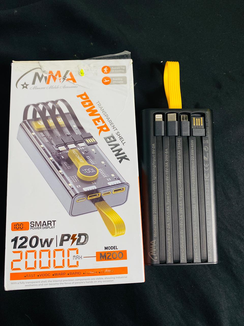Transparent Shell Power Bank M200 – 20000mAh 120W PD Fast Charging
