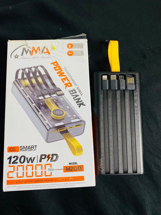 Transparent Shell Power Bank M200 – 20000mAh 120W PD Fast Charging