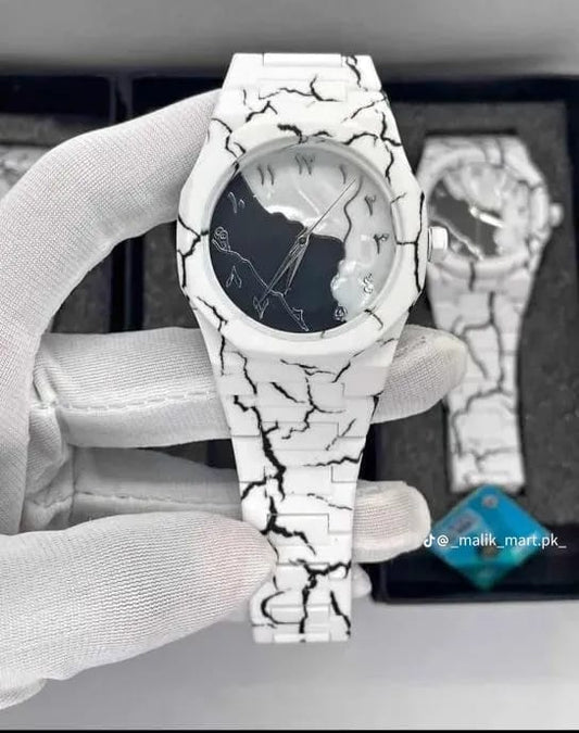 ⌚ Black & White Marble Aura Watch – Premium Aesthetic Edition
